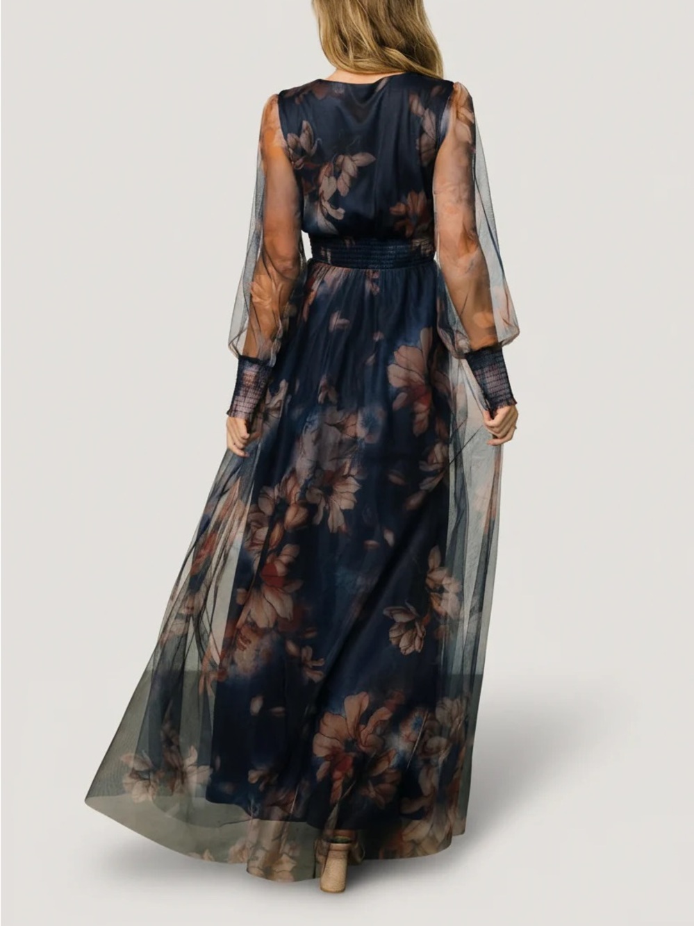 Baltic Born Layla Tulle Maxi Dress Dark Blue Floral - Picture 8 of 8